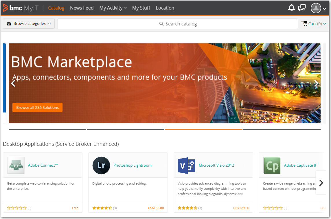 Catalog Items Displayed in MyIT Service Catalog Interface