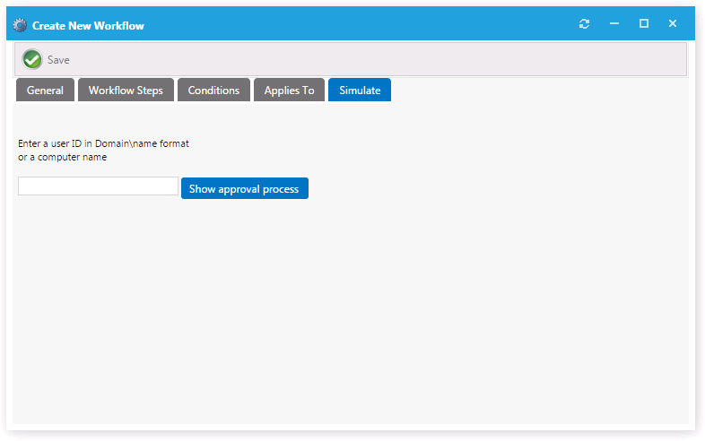 Simulate Tab of Workflow Properties Dialog Box